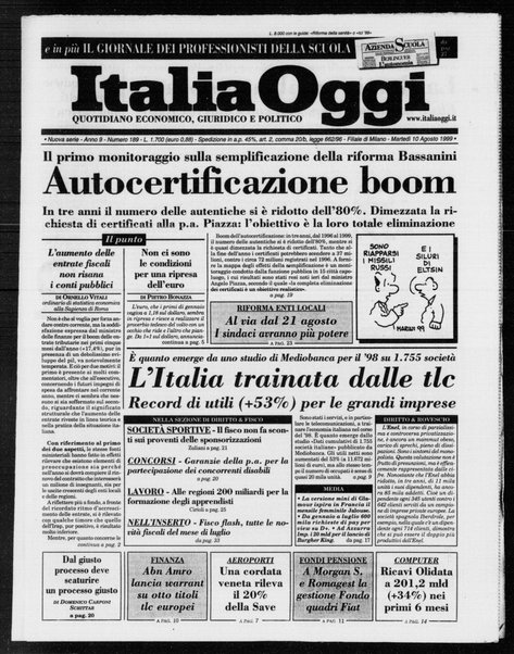 Italia oggi : quotidiano di economia finanza e politica